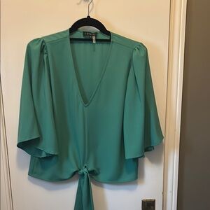 1. State Teal V-Neck Tie-Front Blouse medium